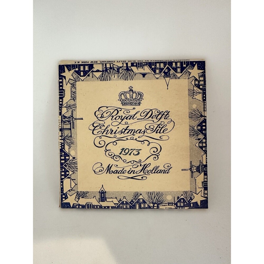 Royal Delft Christmas 1973 Hanging Tile St. Jans-Church at Gouda With Packaging - Picture 2 of 7